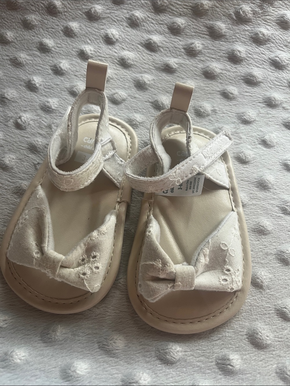 Carter's Cream Baby Girl Bow Strap Sandals
